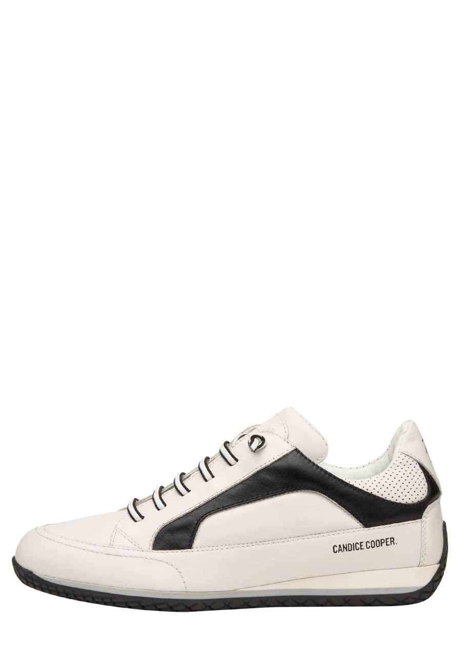 Men Candice Cooper | Leather Sneakers White-Black -Runlo Flash