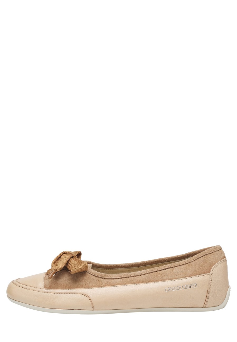 Women Candice Cooper | Candy Bow - Buffed Leather And Suede Ballet Flats - Brown