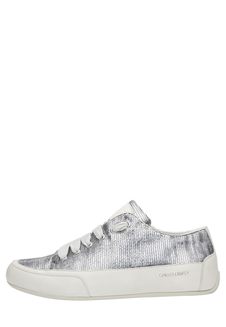 Men Candice Cooper | Rock Chic Paillettes - Buffed Leather Sneakers And Sequins - Silver