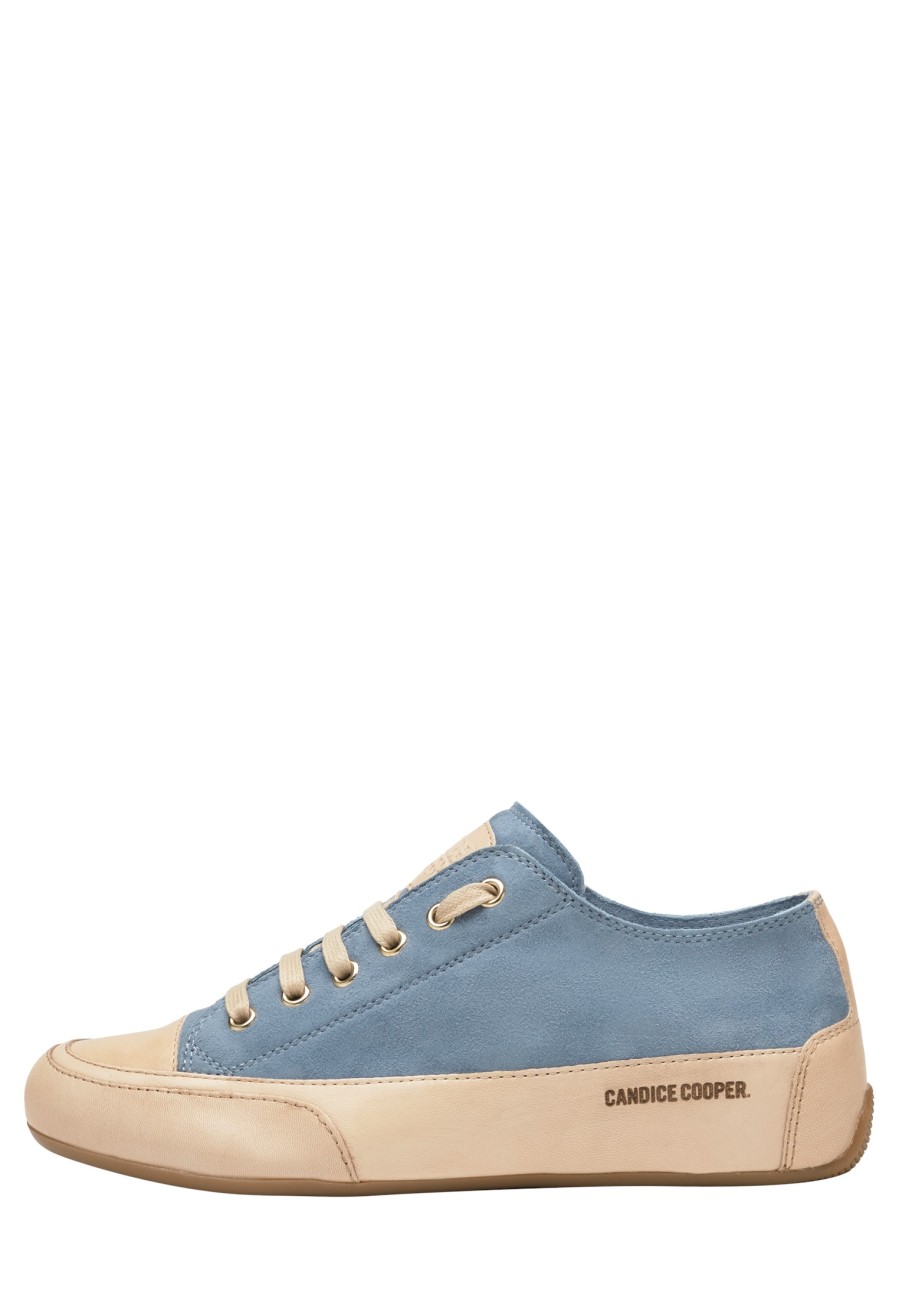 Women Candice Cooper | Rock S - Buffed Leather And Suede Sneakers - Light Blue