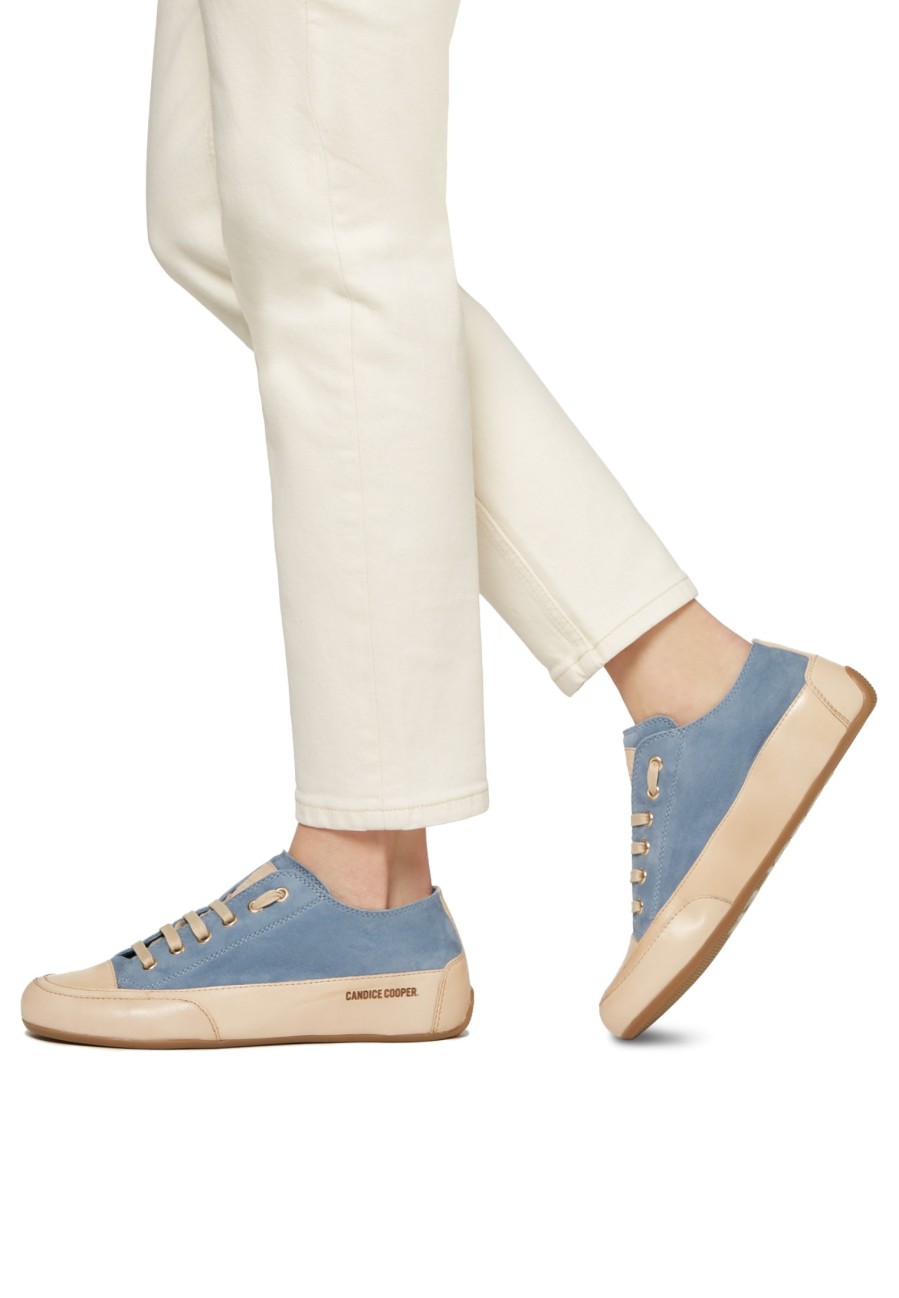 Women Candice Cooper | Rock S - Buffed Leather And Suede Sneakers - Light Blue