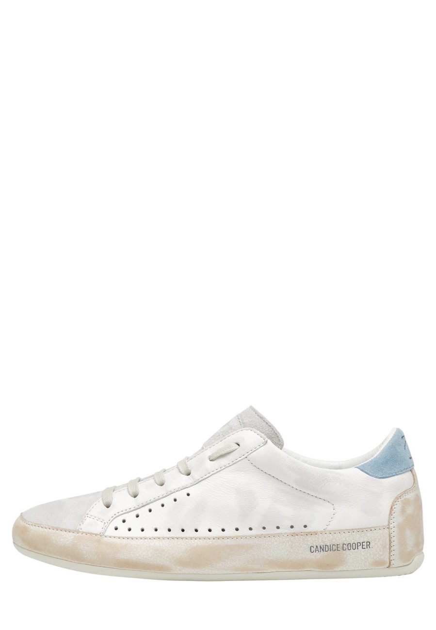 Women Candice Cooper | Dafne - Leather And Suede Sneakers - White-Light Blue