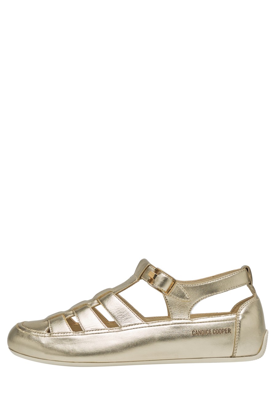 Women Candice Cooper | Rock T-Bar - Leather Sandals - Platinum