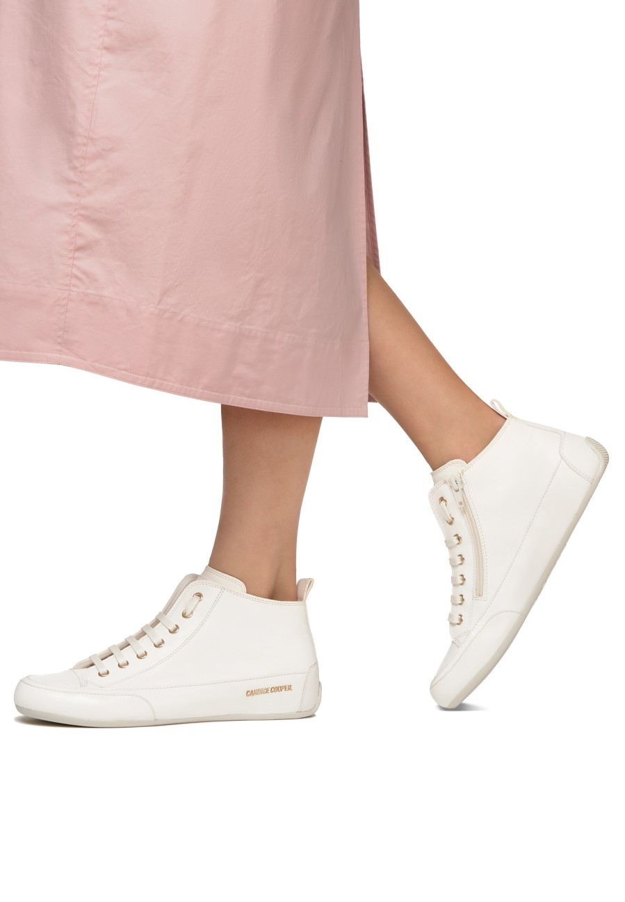 Women Candice Cooper | Leather Ankle Sneakers White -Mid S