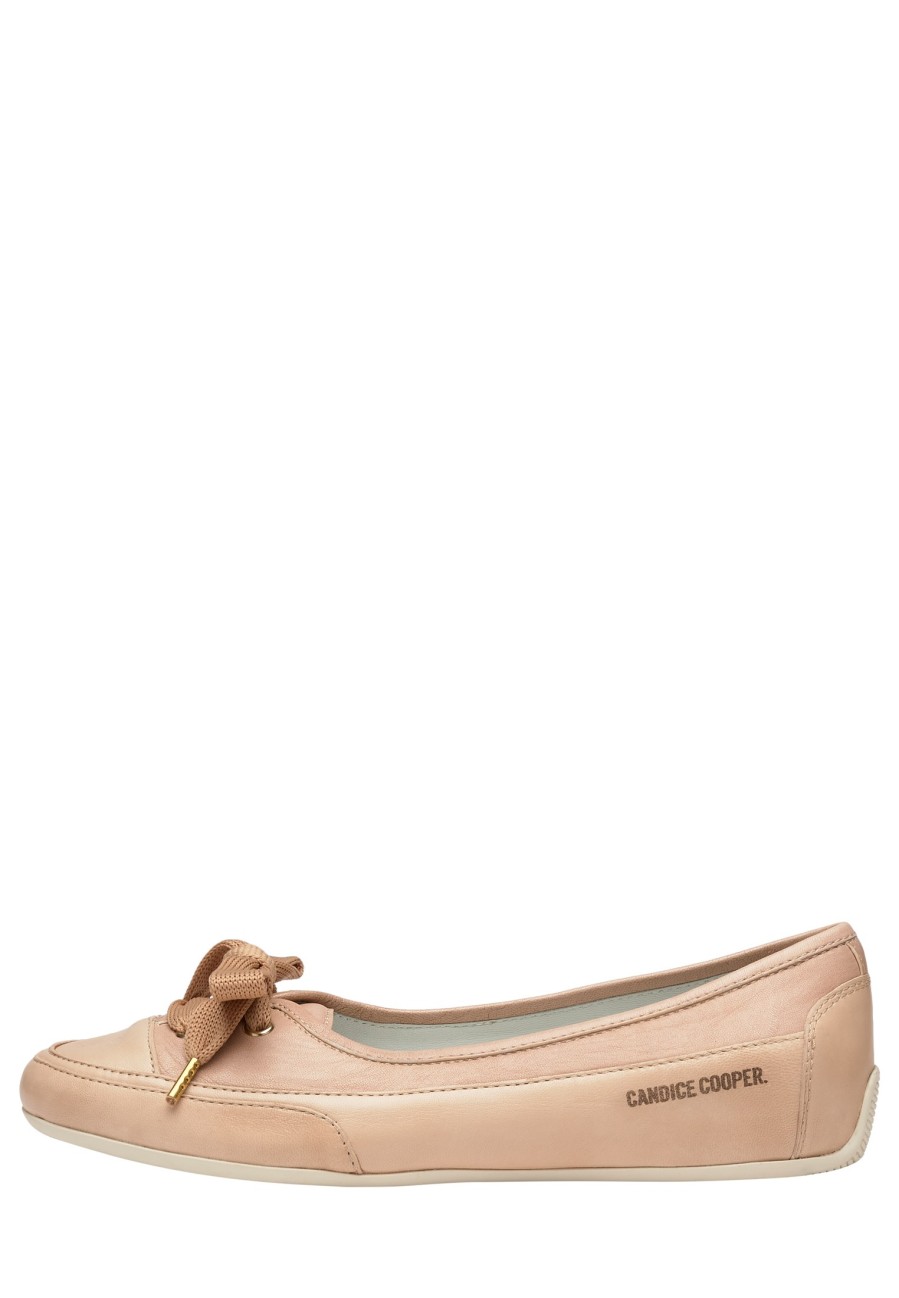 Men Candice Cooper | Buffed Leather Ballet Flats Light Brown -Candy Bow