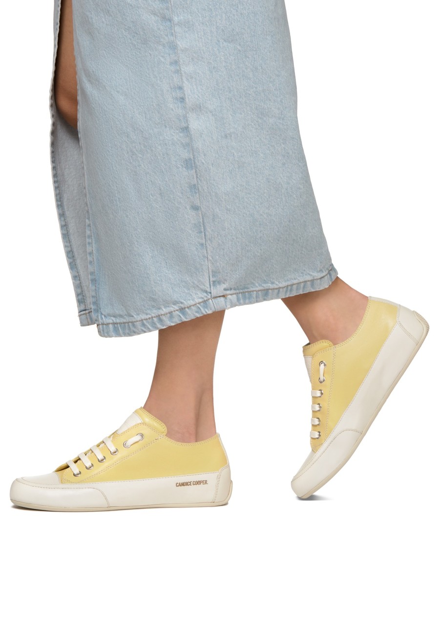 Women Candice Cooper | Buffed Leather Sneakers Yellow -Rock S