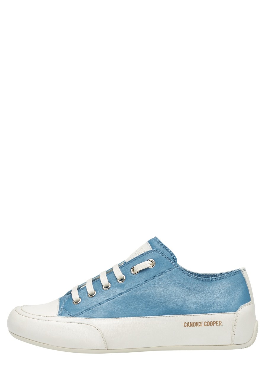 Women Candice Cooper | Rock S - Buffed Leather Sneakers - Cream-Light Blue