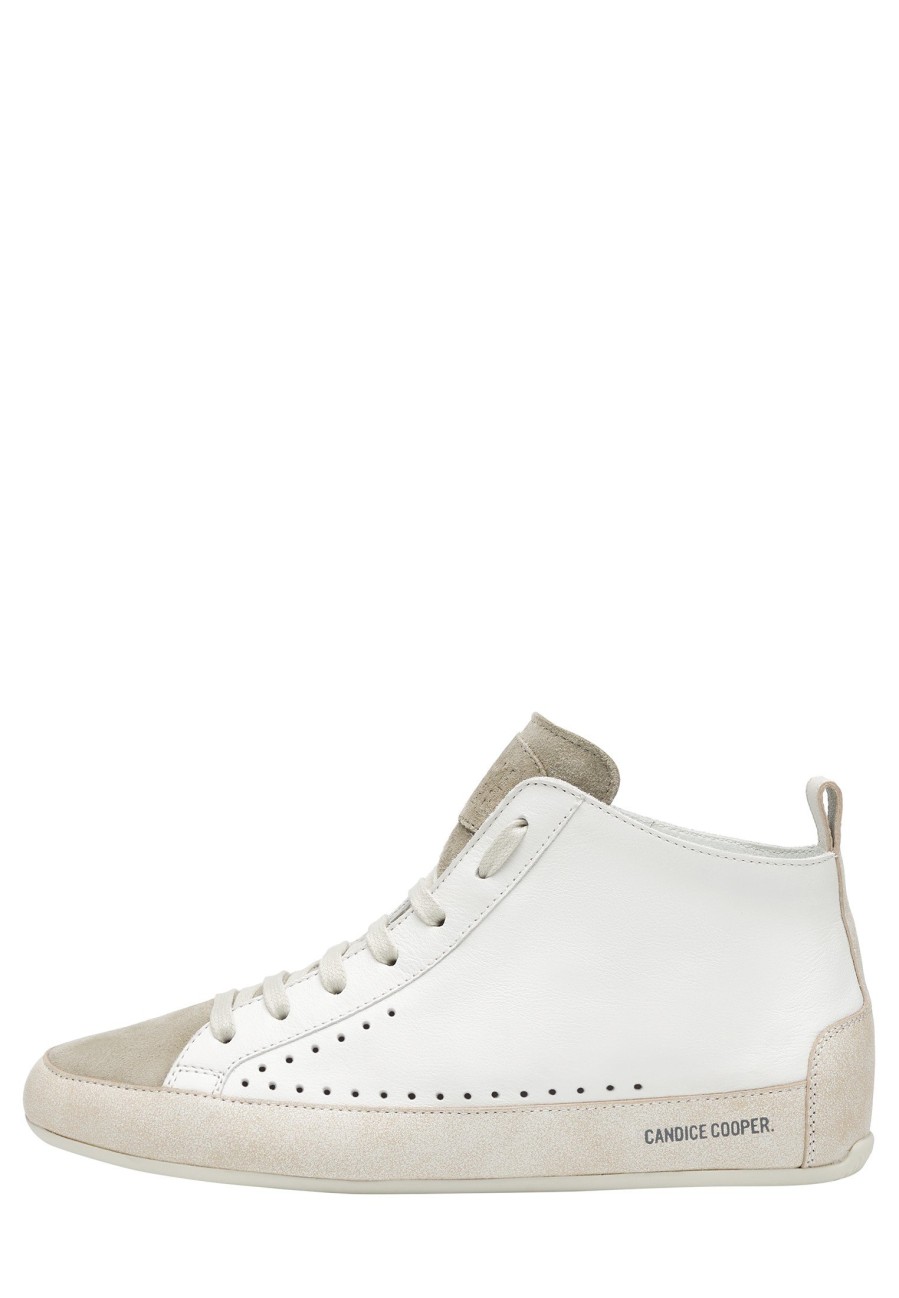 Women Candice Cooper | Dafne Mid - Leather And Suede Ankle Sneakers - White-Grey