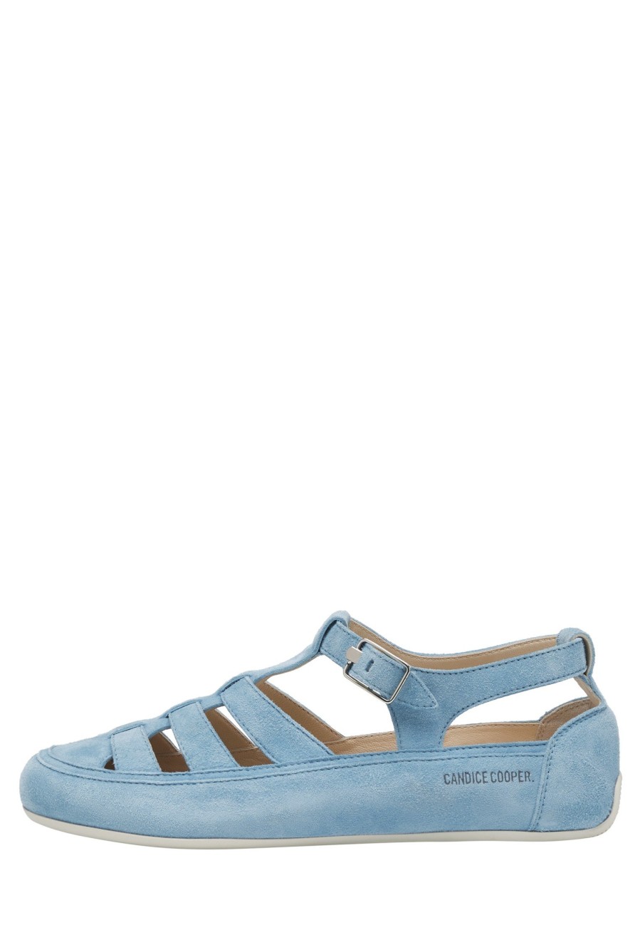 Men Candice Cooper | Rock T-Bar - Suede Sandals - Sky Blue