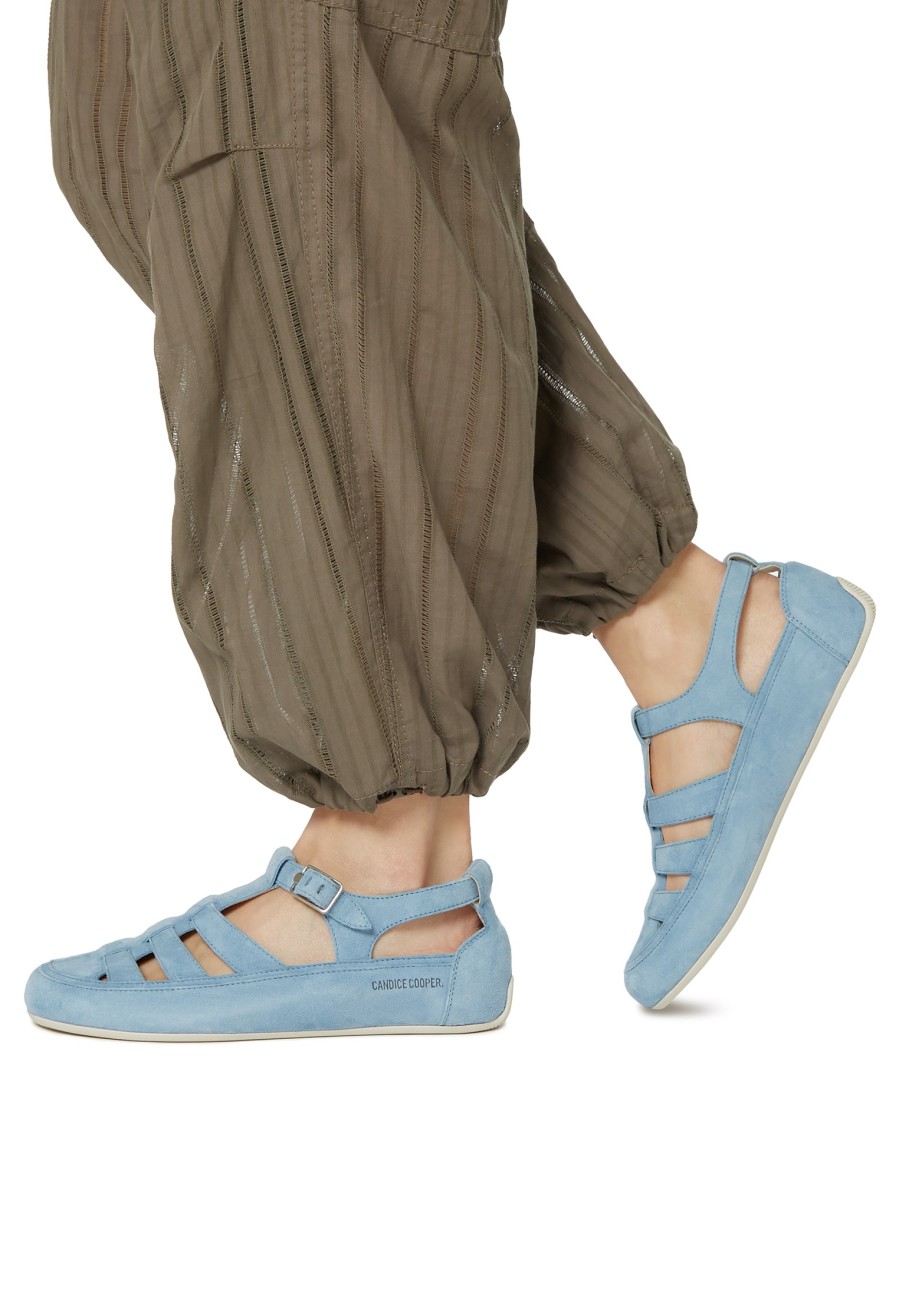 Men Candice Cooper | Rock T-Bar - Suede Sandals - Sky Blue