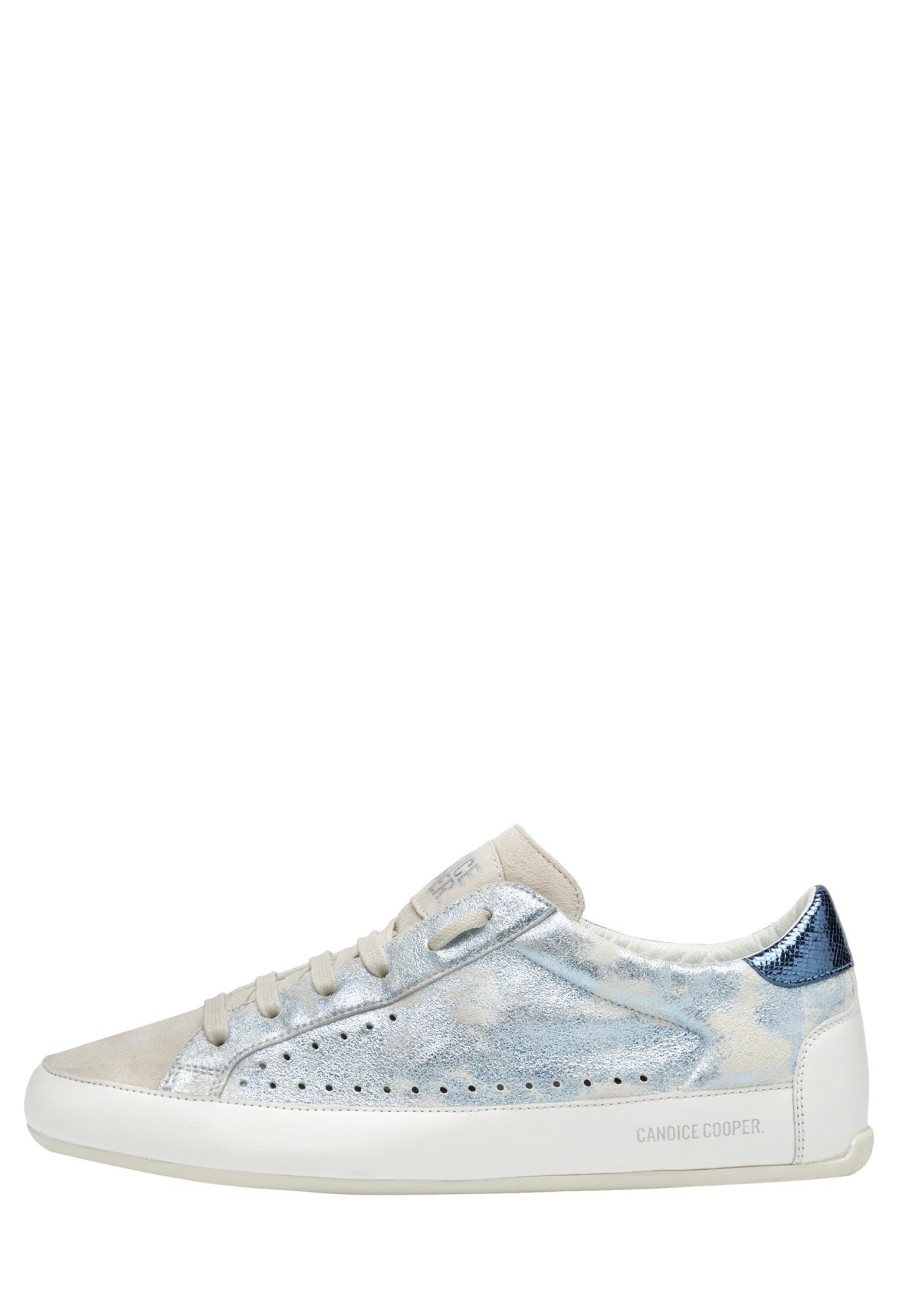 Women Candice Cooper | Dafne - Leather And Suede Sneakers - White-Light Blue