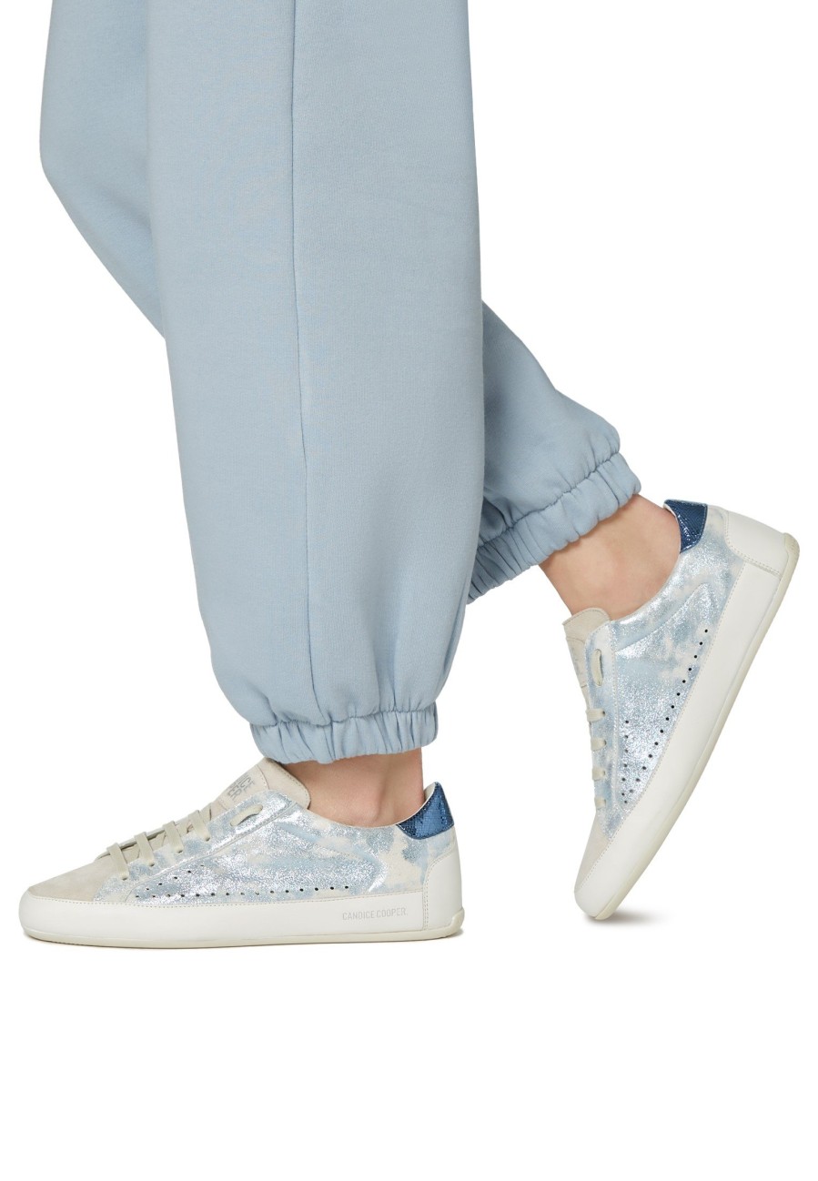 Women Candice Cooper | Dafne - Leather And Suede Sneakers - White-Light Blue