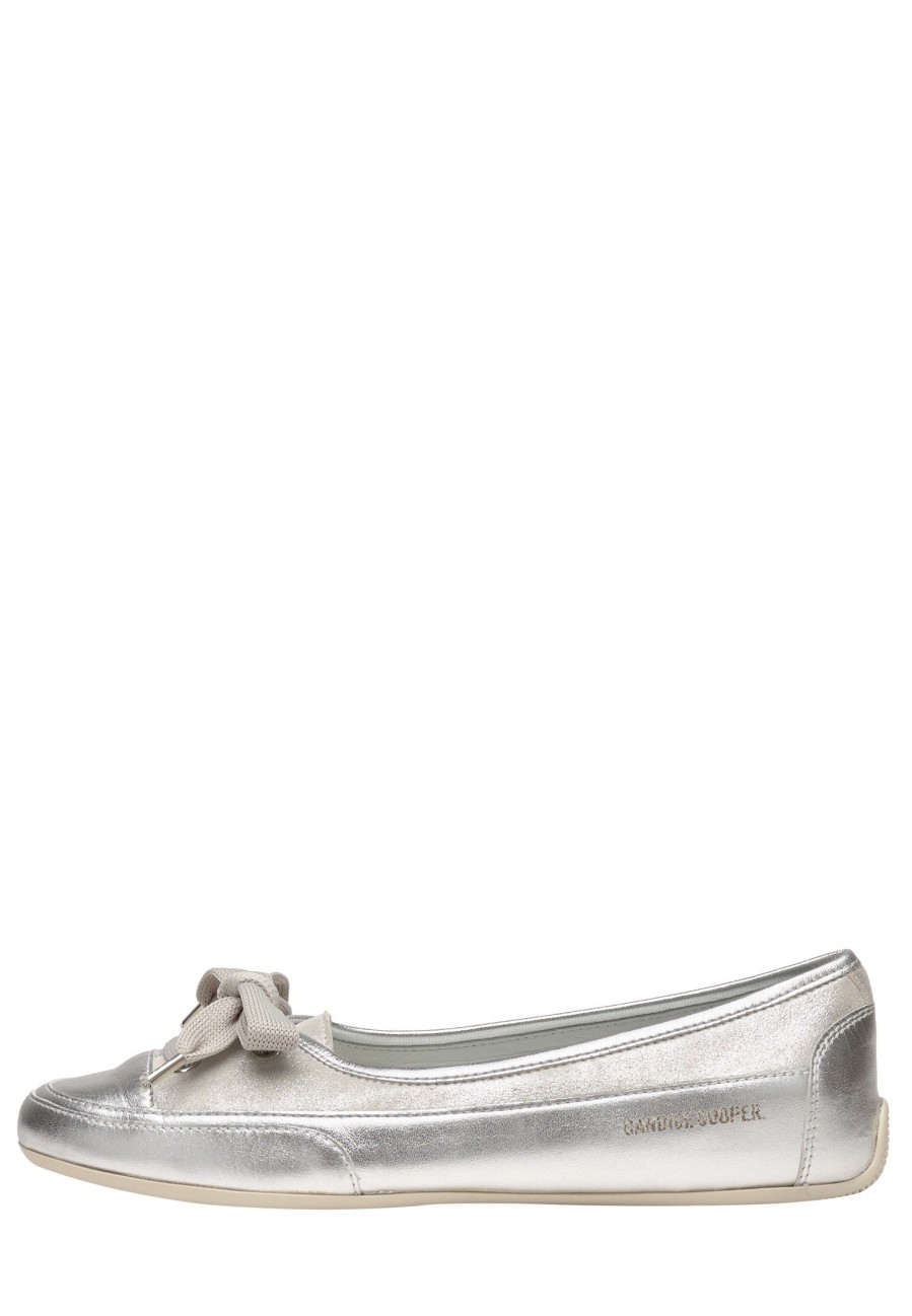 Women Candice Cooper | Silver Nappa Leather Ballet Flats Silver -Candy Bow