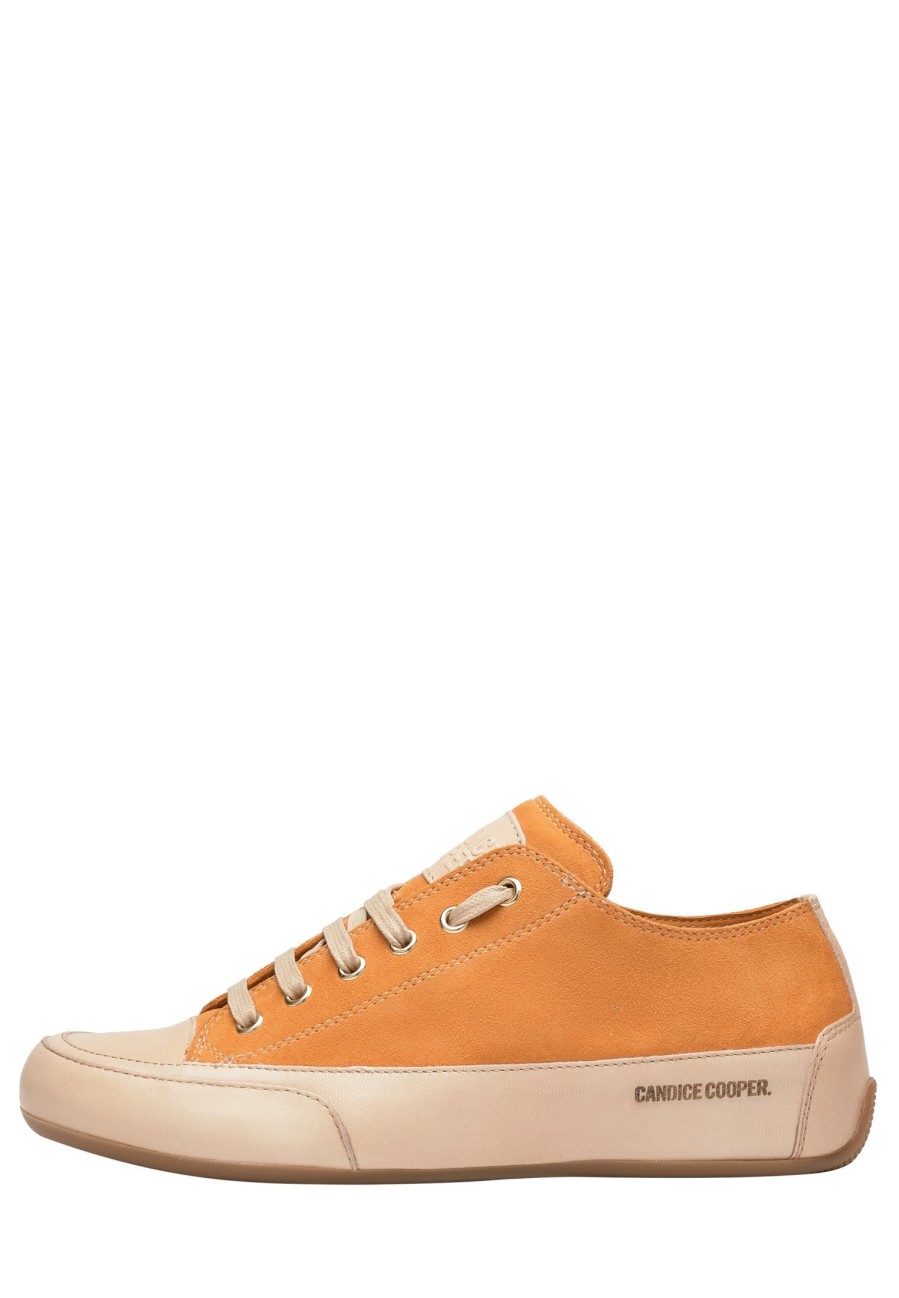 Women Candice Cooper | Buffed Leather And Suede Sneakers Orange -Rock S