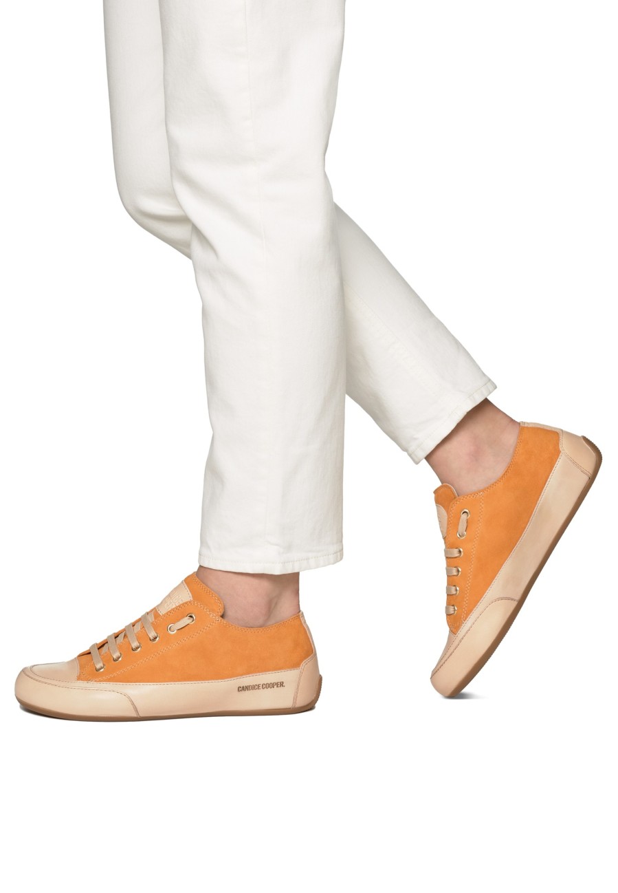 Women Candice Cooper | Buffed Leather And Suede Sneakers Orange -Rock S